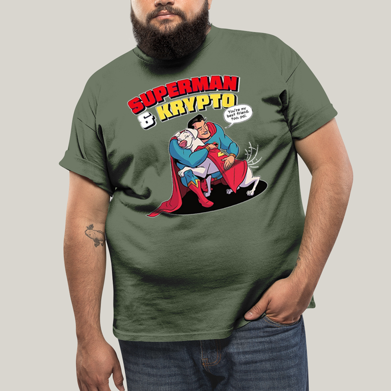 Camiseta Plus Size Algodão Unissex T shirt Superman & Krypto Best Friend