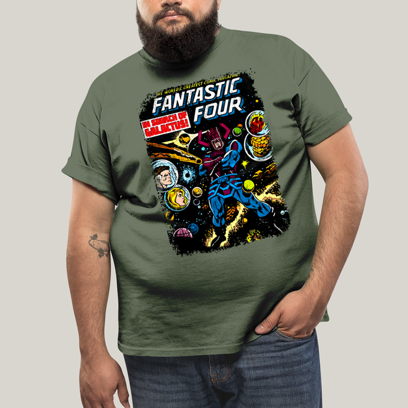 Camiseta Plus Size Algodão Unissex T shirt Quarteto Fantástico & Galactus Capa HQ