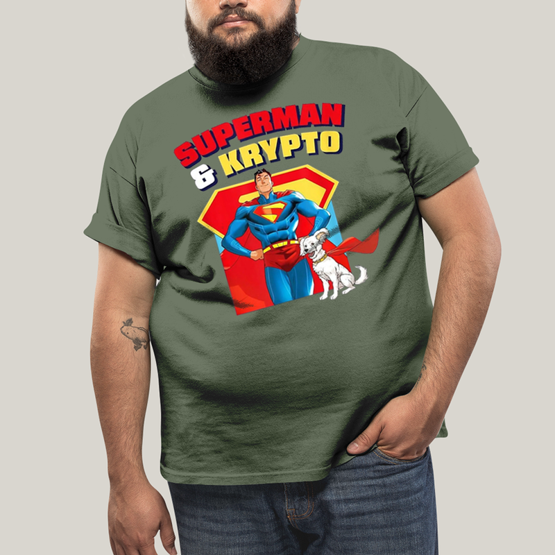 Camiseta Plus Size Algodão Unissex T shirt Superman & Krypto Best Friend 1