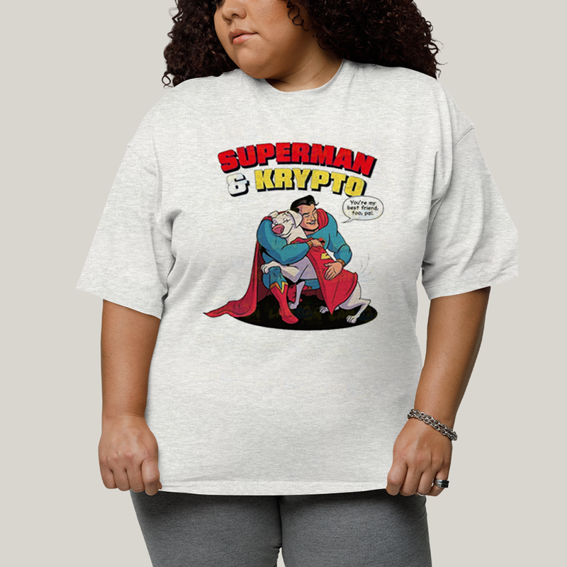 Camiseta Plus Size Algodão Unissex T shirt Superman & Krypto Best Friend