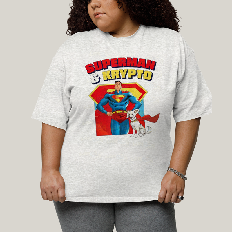 Camiseta Plus Size Algodão Unissex T shirt Superman & Krypto Best Friend 1