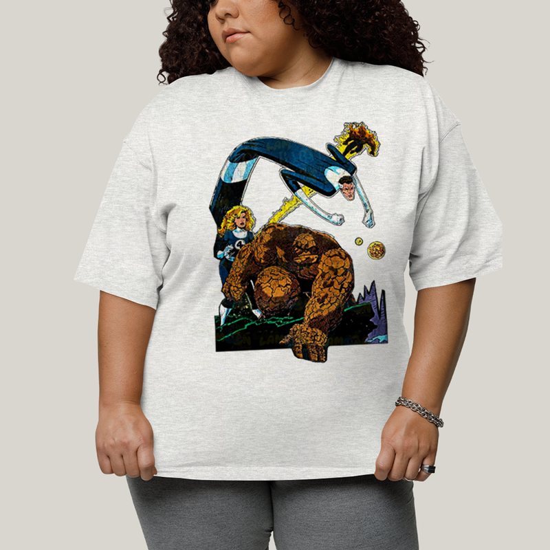 Camiseta Plus Size Algodão Unissex T shirt O Quarteto Fantástico Cartoon
