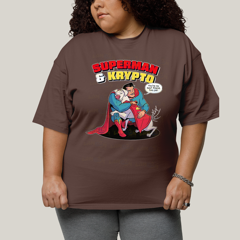 Camiseta Plus Size Algodão Unissex T shirt Superman & Krypto Best Friend