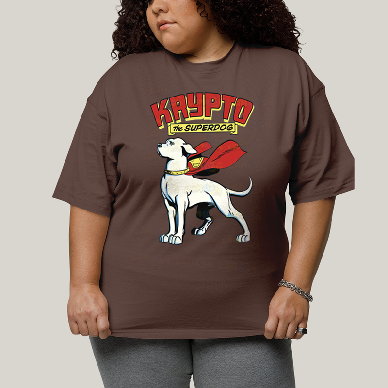 Camiseta Plus Size Algodão Unissex T shirt Superman Krypto Superdog