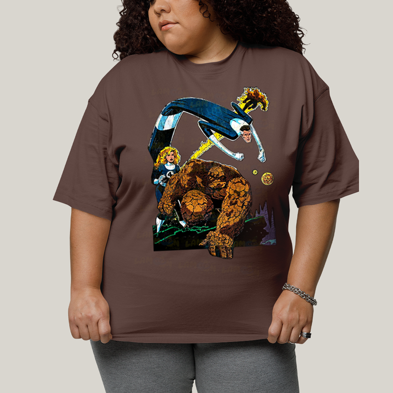 Camiseta Plus Size Algodão Unissex T shirt O Quarteto Fantástico Cartoon