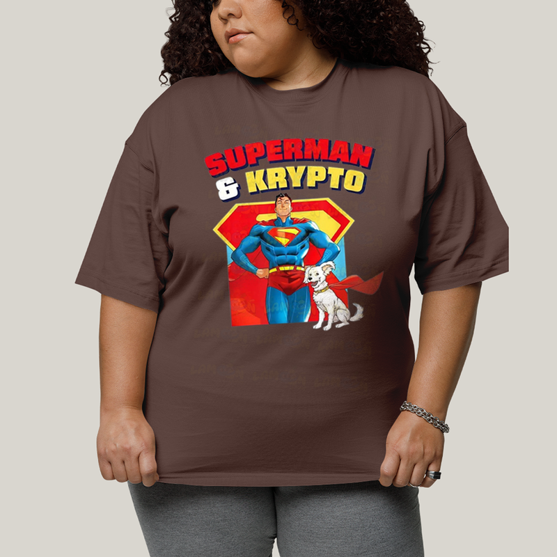Camiseta Plus Size Algodão Unissex T shirt Superman & Krypto Best Friend 1