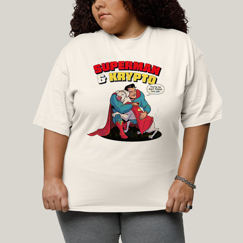 Camiseta Plus Size Algodão Unissex T shirt Superman & Krypto Best Friend