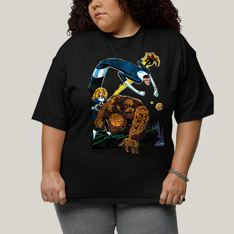 Camiseta Plus Size Algodão Unissex T shirt O Quarteto Fantástico Cartoon