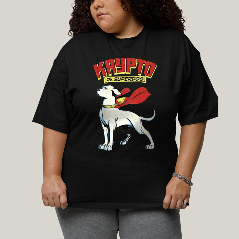Camiseta Plus Size Algodão Unissex T shirt Superman Krypto Superdog
