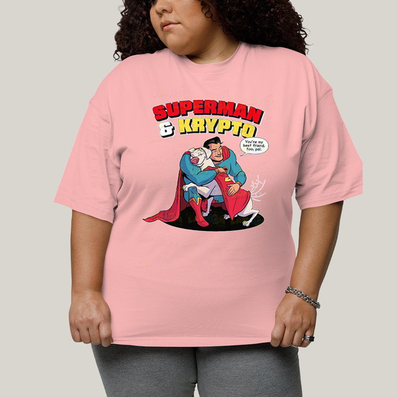 Camiseta Plus Size Algodão Unissex T shirt Superman & Krypto Best Friend