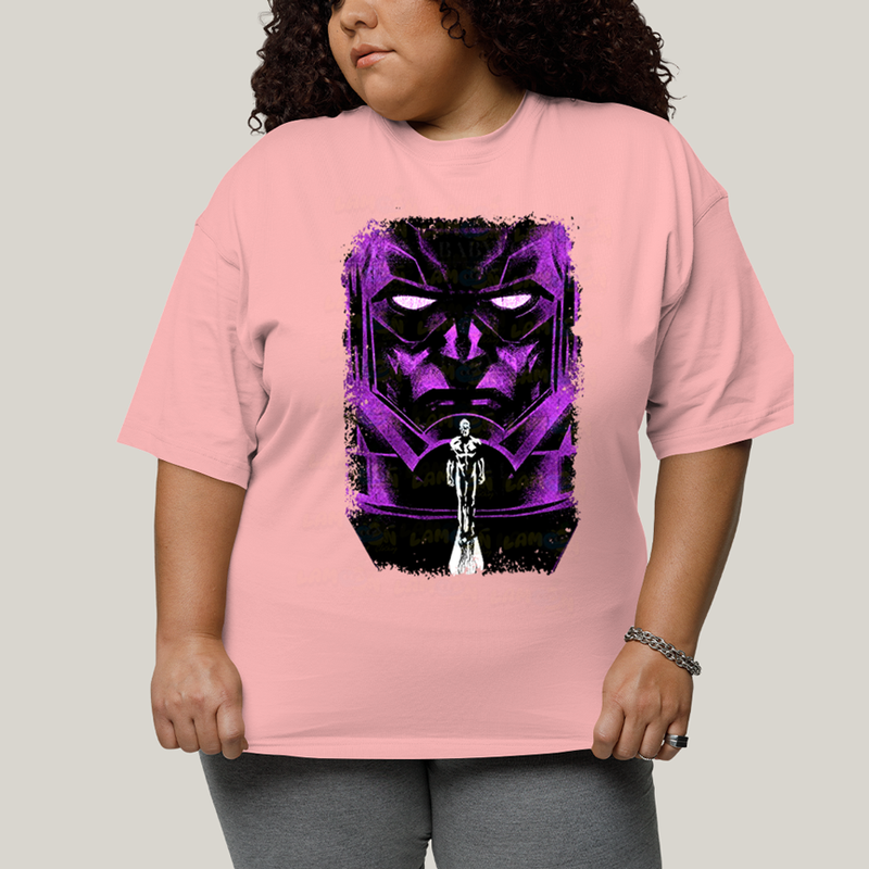 Camiseta Plus Size Algodão Unissex T shirt Quarteto Fantástico Galactus & Surfista Prateado