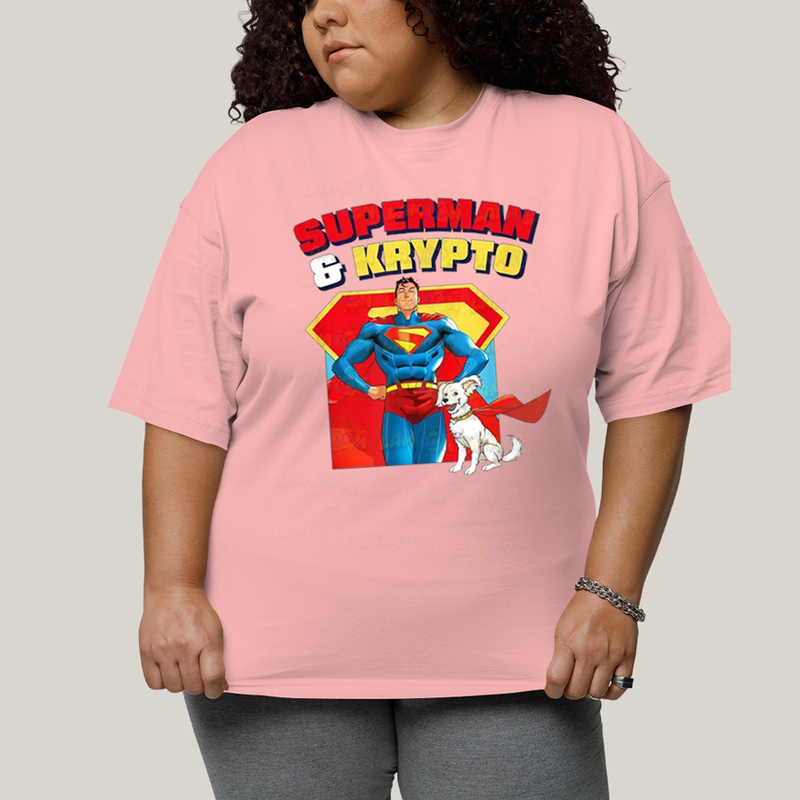 Camiseta Plus Size Algodão Unissex T shirt Superman & Krypto Best Friend 1