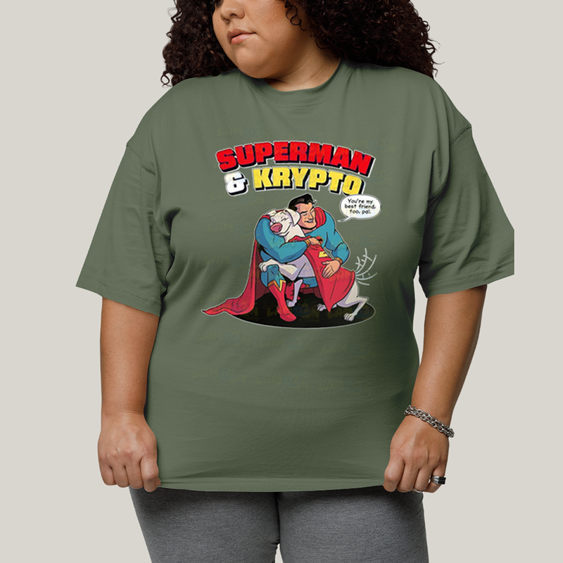 Camiseta Plus Size Algodão Unissex T shirt Superman & Krypto Best Friend