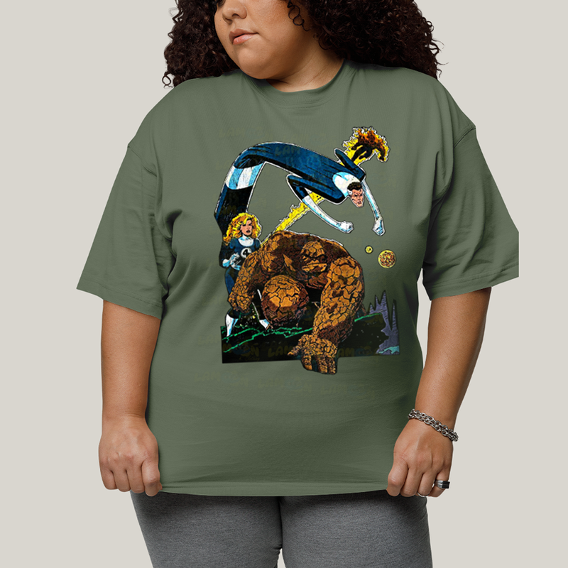 Camiseta Plus Size Algodão Unissex T shirt O Quarteto Fantástico Cartoon