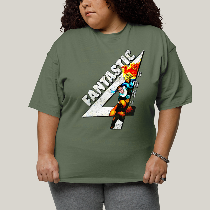 Camiseta Plus Size Algodão Unissex T shirt Quarteto Fantástico Fantastic 4