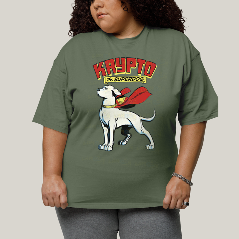 Camiseta Plus Size Algodão Unissex T shirt Superman Krypto Superdog