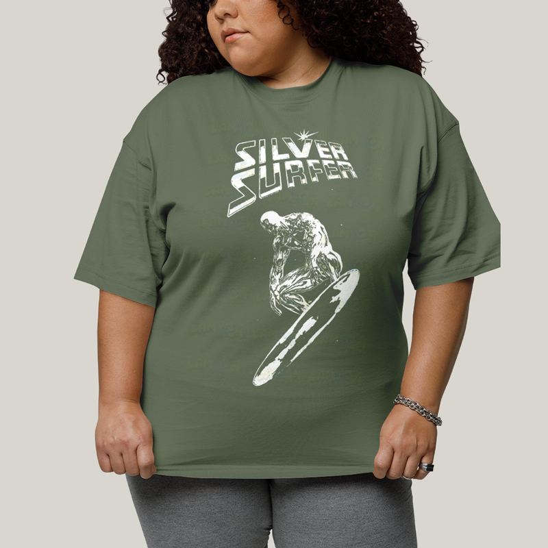 Camiseta Plus Size Algodão Unissex T shirt Quarteto Fantástico O Surfista Prateado 1
