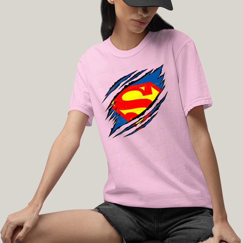 Camiseta Algodão Unissex T shirt Superman Logo Rasgada