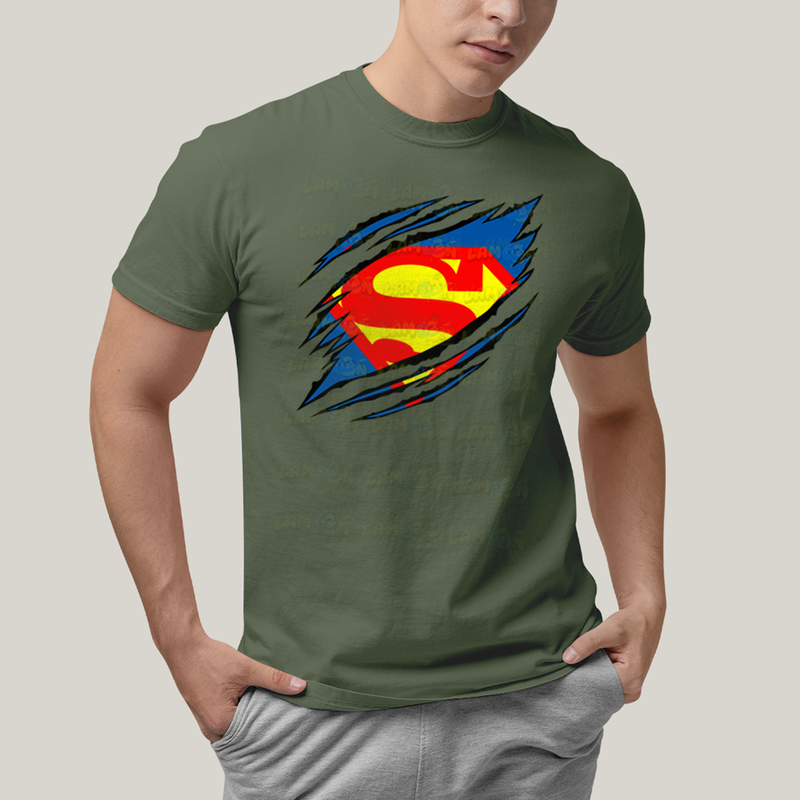 Camiseta Algodão Unissex T shirt Superman Logo Rasgada