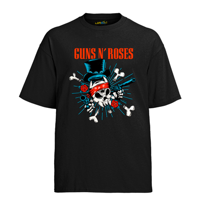 Camiseta Algodão Roses Banda Caveira Gun