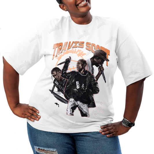 Camiseta Plus Size Algodão Travis Scott Laranja