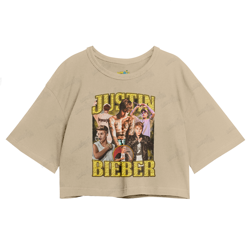 Cropped Oversized Algodão Justin Bieber Yellow