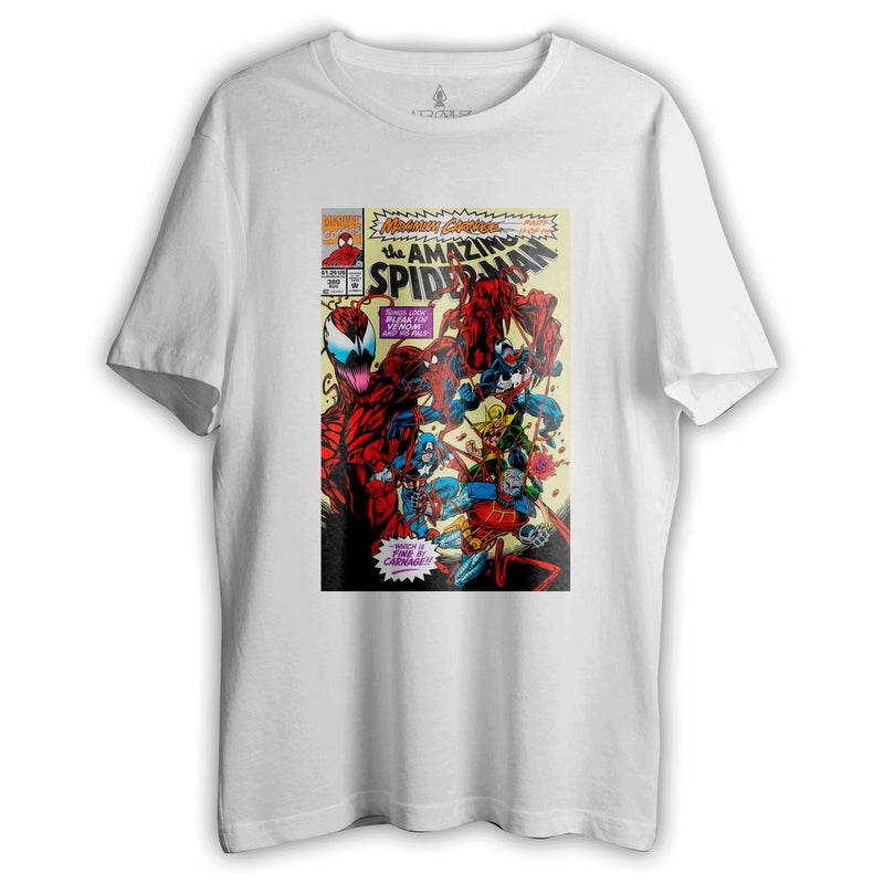 Camiseta Básica Unissex The Amazing Spider Man Homem Aranha Maximum Carnage Venon Marvel Quadrinhos Hq