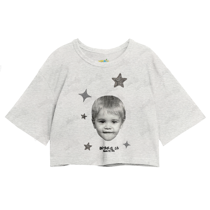 Cropped Oversized Algodão Justin Bieber Ontario Stars