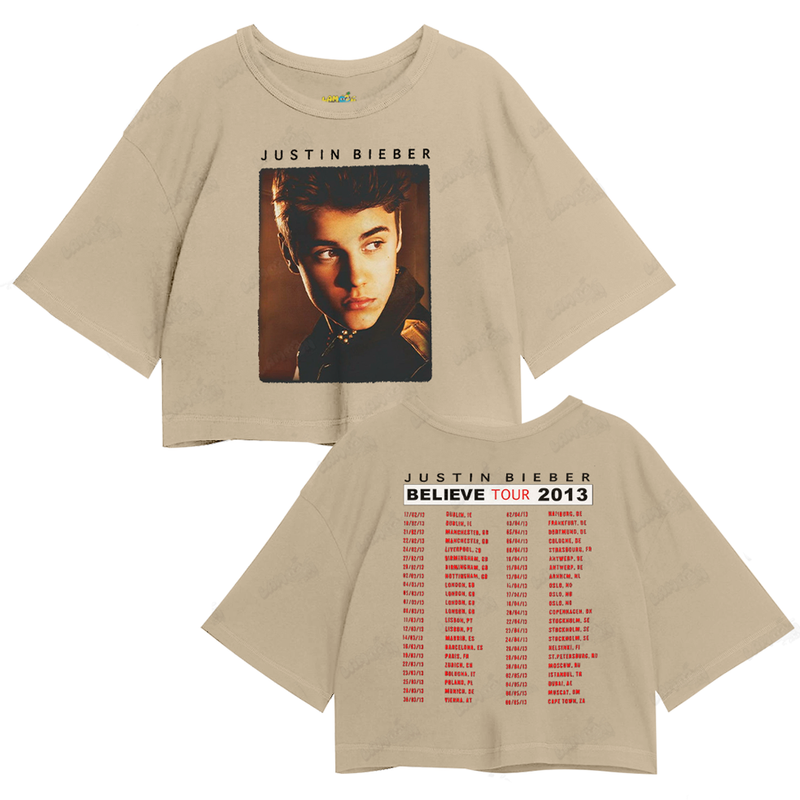 Cropped Oversized Algodão Justin Bieber Believe Tour 2013 FC