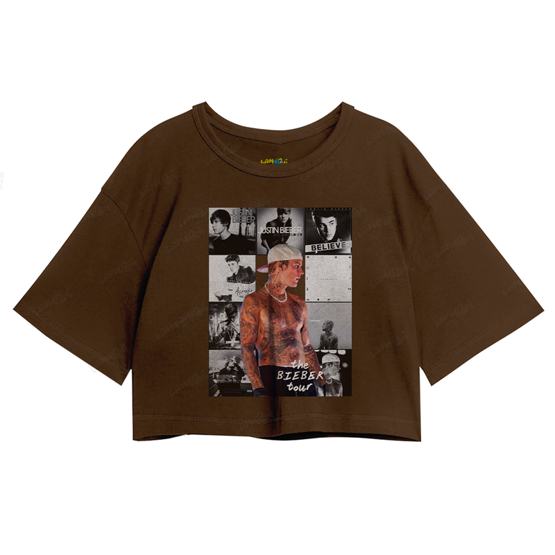 Cropped Oversized Algodão Justin Bieber The Bieber Tour