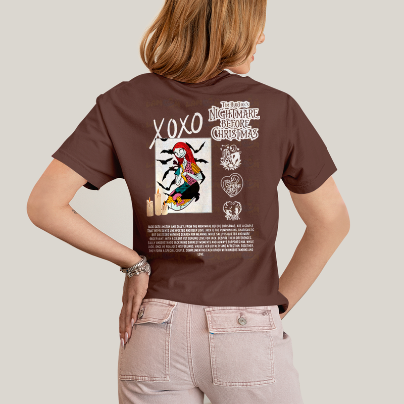 Camiseta Estampada Unissex Jack Skellington e Sally Girl BFF ou casal FC