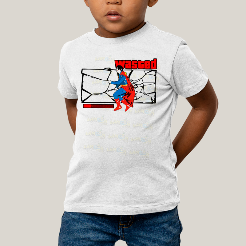 Camiseta Infantil Algodão Unissex T shirt Superman Wasted