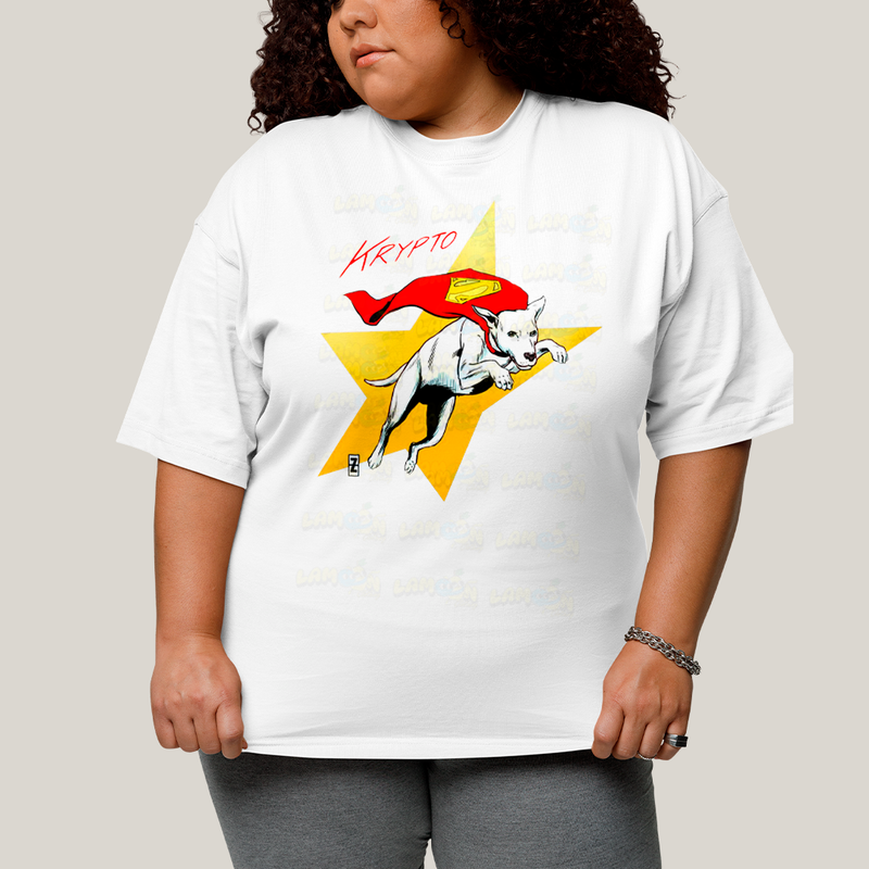 Camiseta Plus Size Algodão Unissex T shirt Superman Supercão Krypto Star