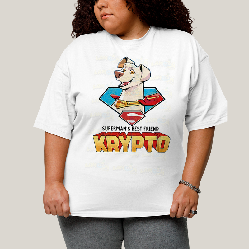 Camiseta Plus Size Algodão Unissex T shirt Superman Supercão Krypto