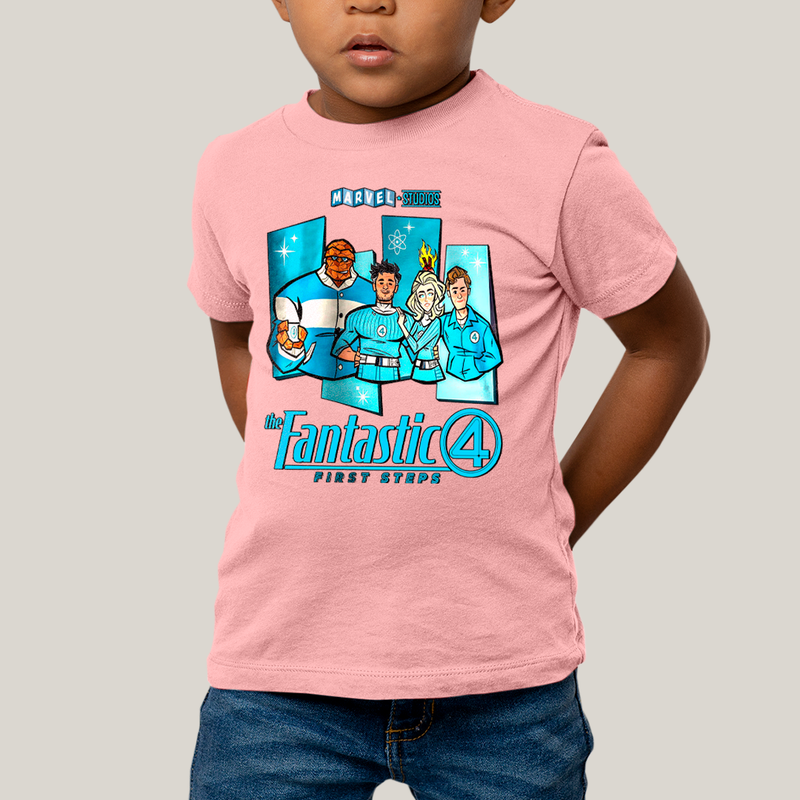 Camiseta Infantil Algodão Unissex T shirt Quarteto Fantástico Primeiros Passos Cartunesco