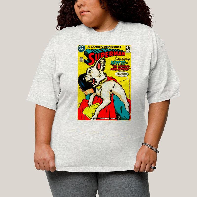 Camiseta Plus Size Algodão Unissex T shirt Superman & Krypto Supercão HQ