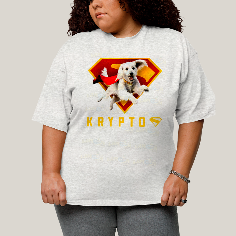 Camiseta Plus Size Algodão Unissex T shirt Superman & Krypto o Supercão