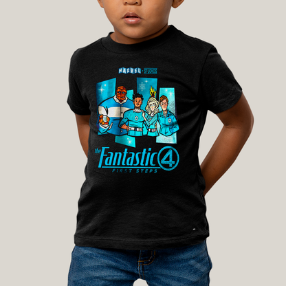 Camiseta Infantil Algodão Unissex T shirt Quarteto Fantástico Primeiros Passos Cartunesco