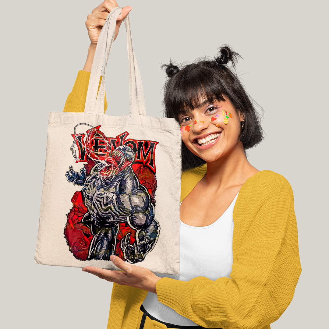 Sacola Ecobag Bolsa 38X40 Algodão Venom Quadrinhos Marvel Homem Aranha