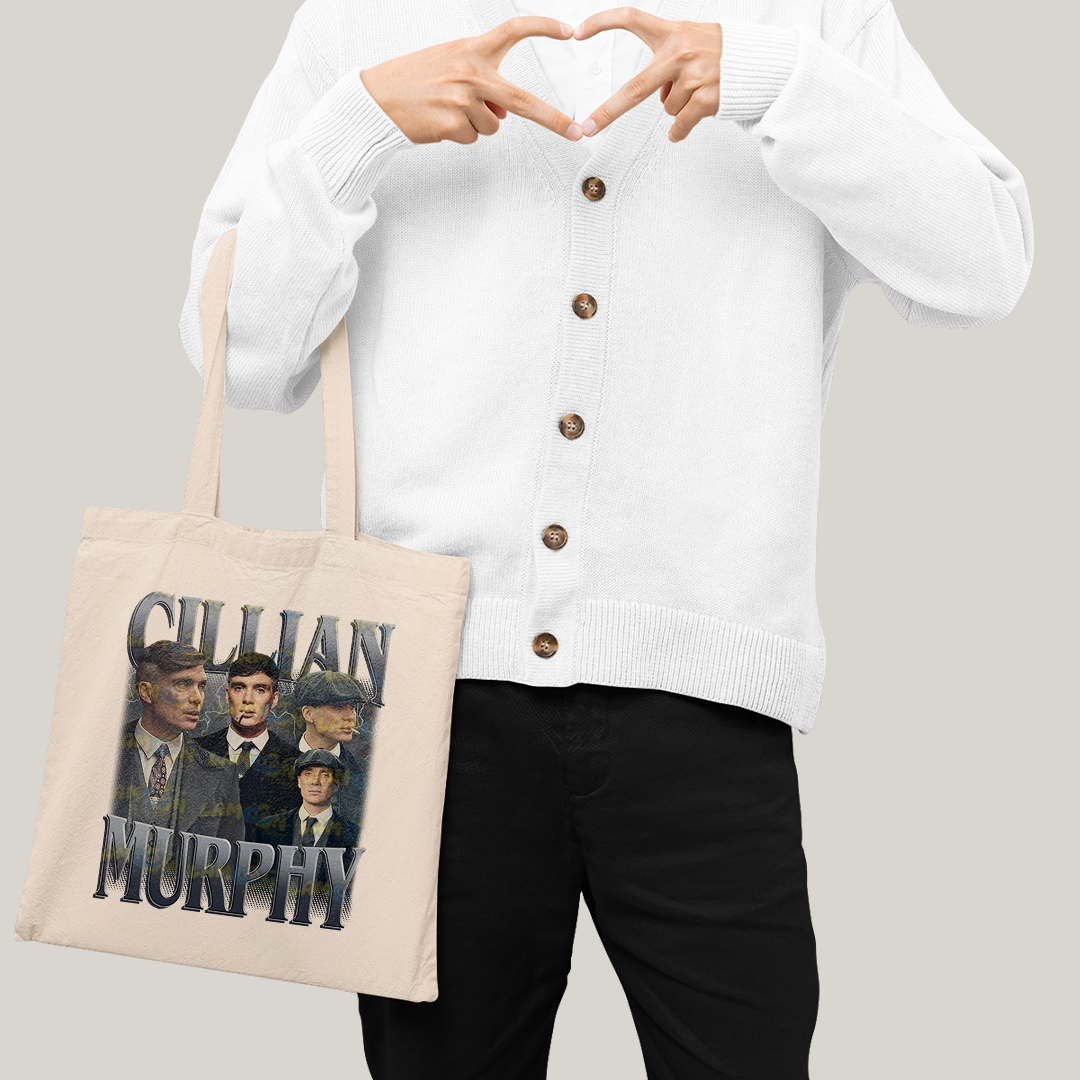 Sacola Ecobag Bolsa 38X40 Algodão- Cillian Murphy Peaky Blinders Cinzento