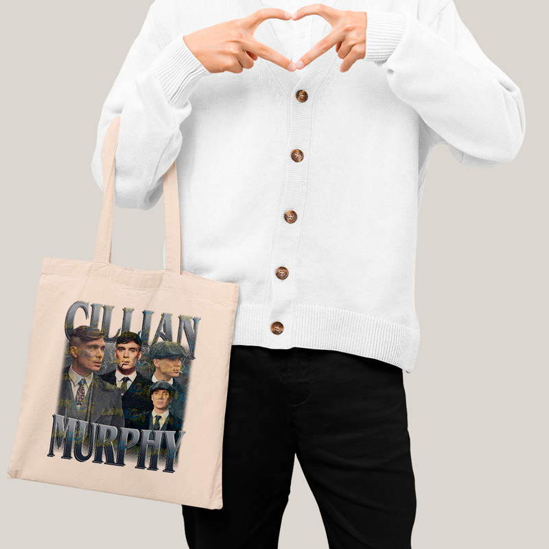 Sacola Ecobag Bolsa 38X40 Algodão- Cillian Murphy Peaky Blinders Cinzento