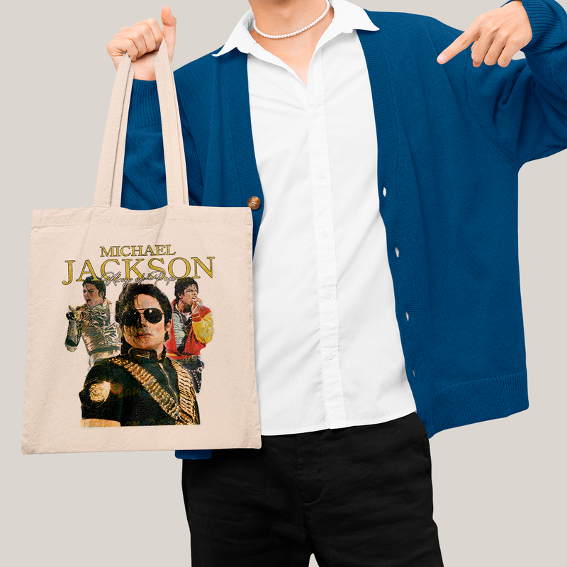 Sacola Ecobag Bolsa 38X40 Algodão Michael Jackson king of pop