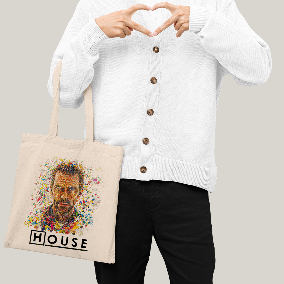 Sacola Ecobag Bolsa 38X40 Algodão  Doutor House A Série Pílulas Remédio