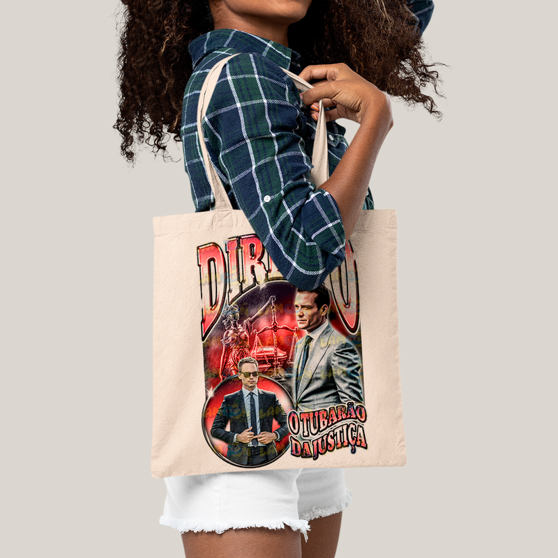 Sacola Ecobag Bolsa 38X40 Algodão- Direito o Tubarão da Justiça Meme advogado advocacia