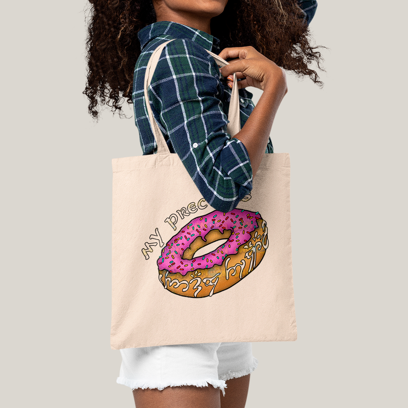 Sacola Ecobag Bolsa 38X40 Algodão - O Senhor dos Anéis Meu Precioso donuts rosquinha rosa my precious