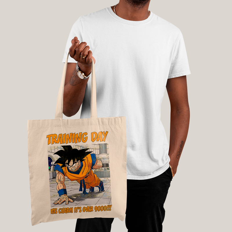 Sacola Ecobag Bolsa 38X40 Algodão- Goku Training Day his charm its over dragon ball