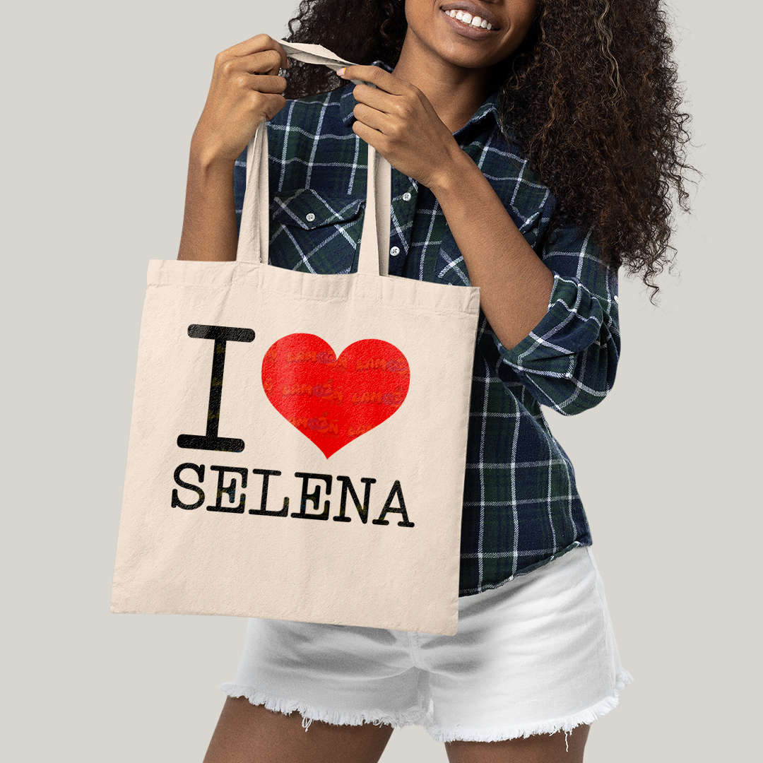 Sacola Ecobag Bolsa 38X40 Algodão-I Love Selena coração