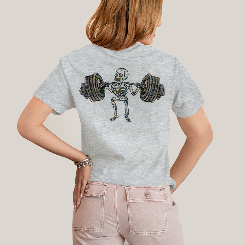 Camiseta Algodão Unissex T shirt Academia Rock in Roll Leg Day - Frente e Costas