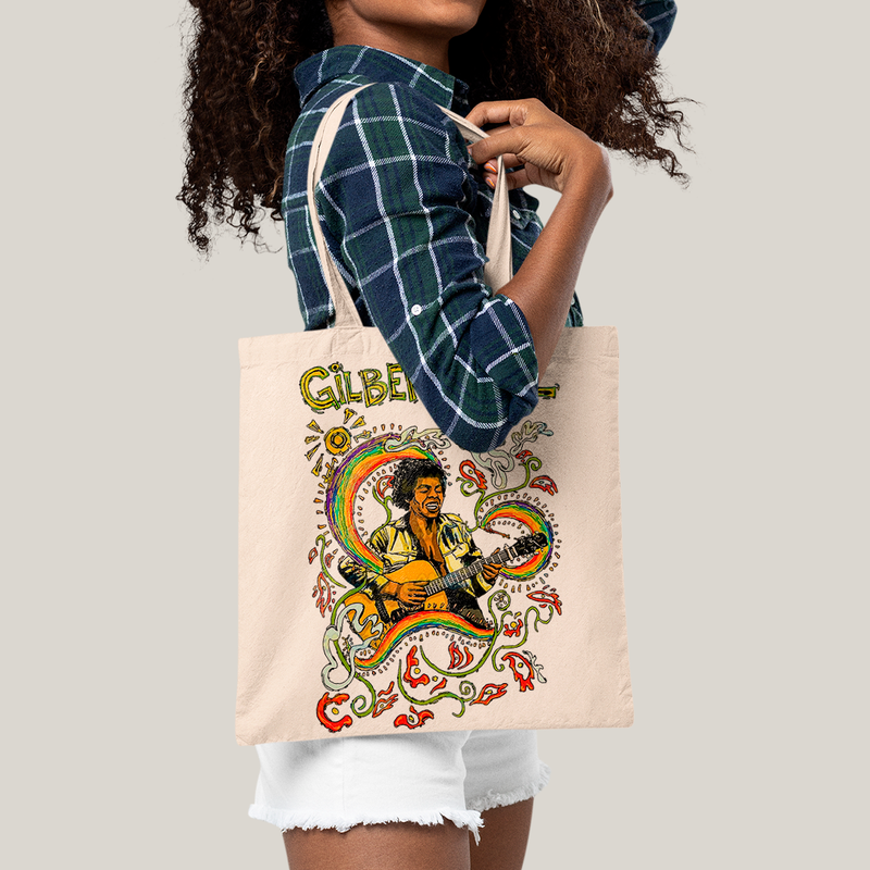 Sacola Ecobag Bolsa 38X40 Algodão- Gilberto GIl arco irris colorido