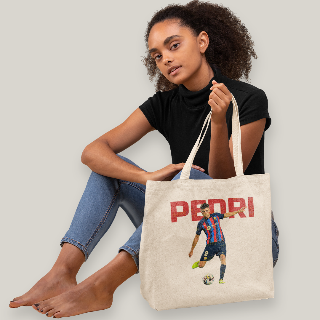 Sacola Ecobag Bolsa 38X40 Algodão-  Pedri Jogador Barcelona Espanha